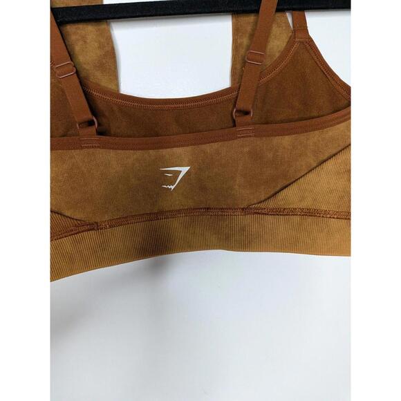 Gymshark Sports Bra Womens Small Brown Tie Dye Ribbed Halter Racerback Yoga - Picture 4 of 6